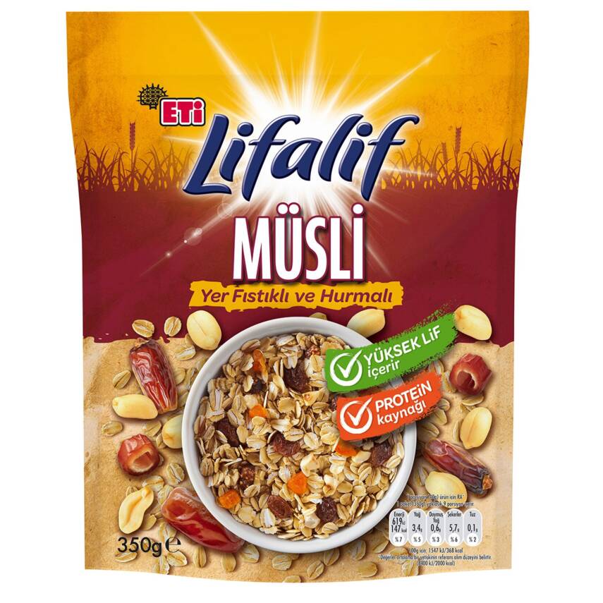 Eti Lifalif Yer Fıstıklı ve Hurmalı Müsli 350 g - 1