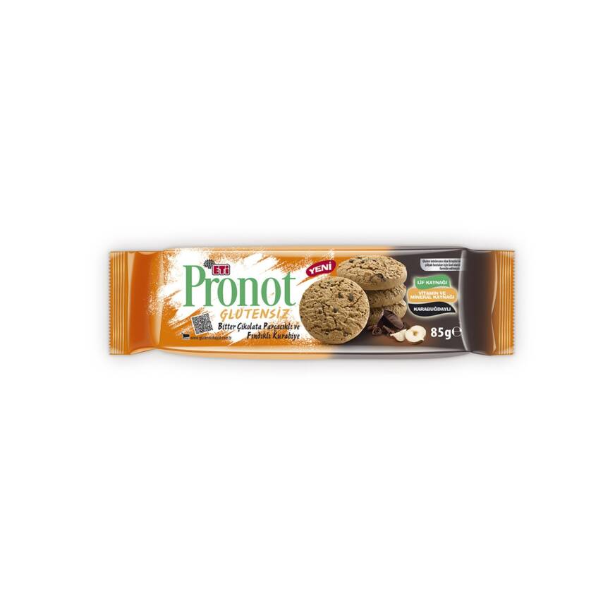 Eti Pronot Glutensiz Bitter Çikolata Parçacıklı Fındıklı Kurabiye 85 G - 1