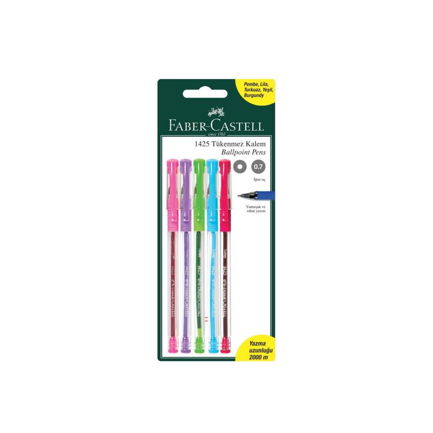 Faber Castell 1425 Renkli Tükenmez 5'Li - 1