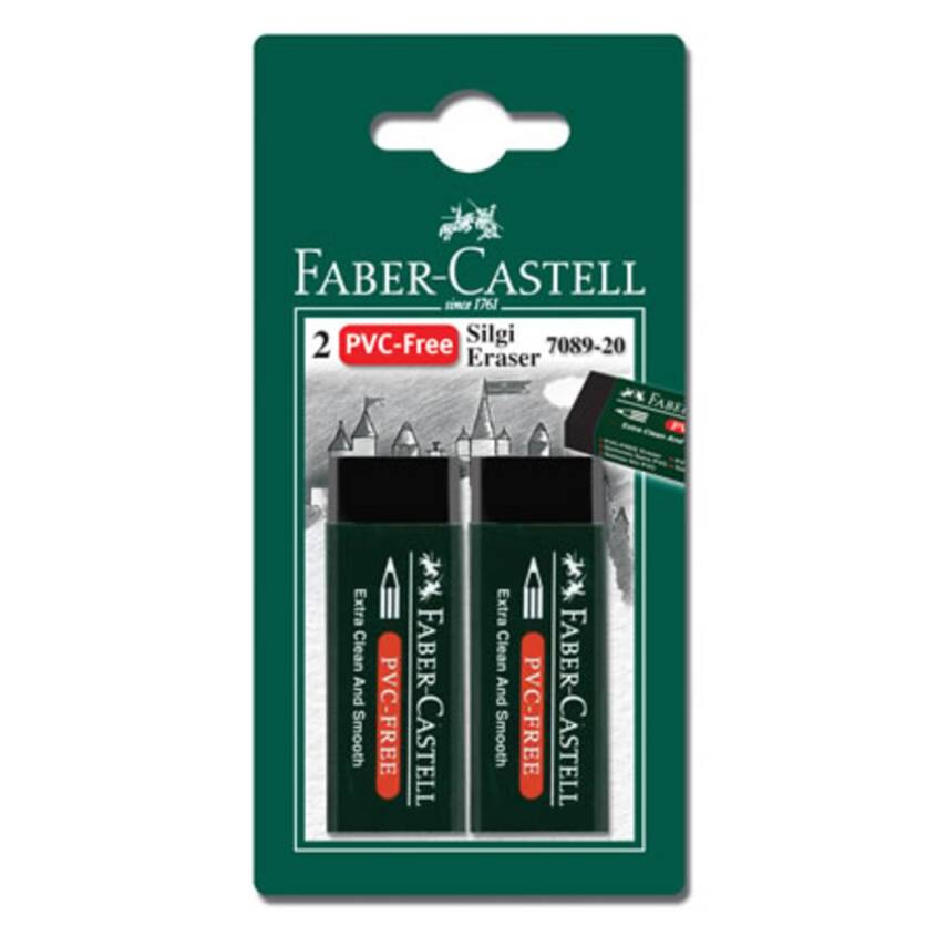 Faber Castell 2 Plastik Silgi 7089/20 Siyah - 1