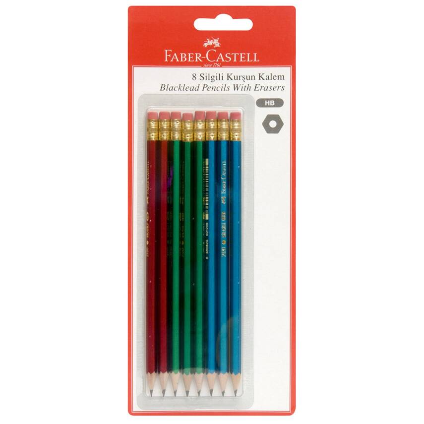 Faber Castell 8'Li Silgili Kurşun Kalem - 1