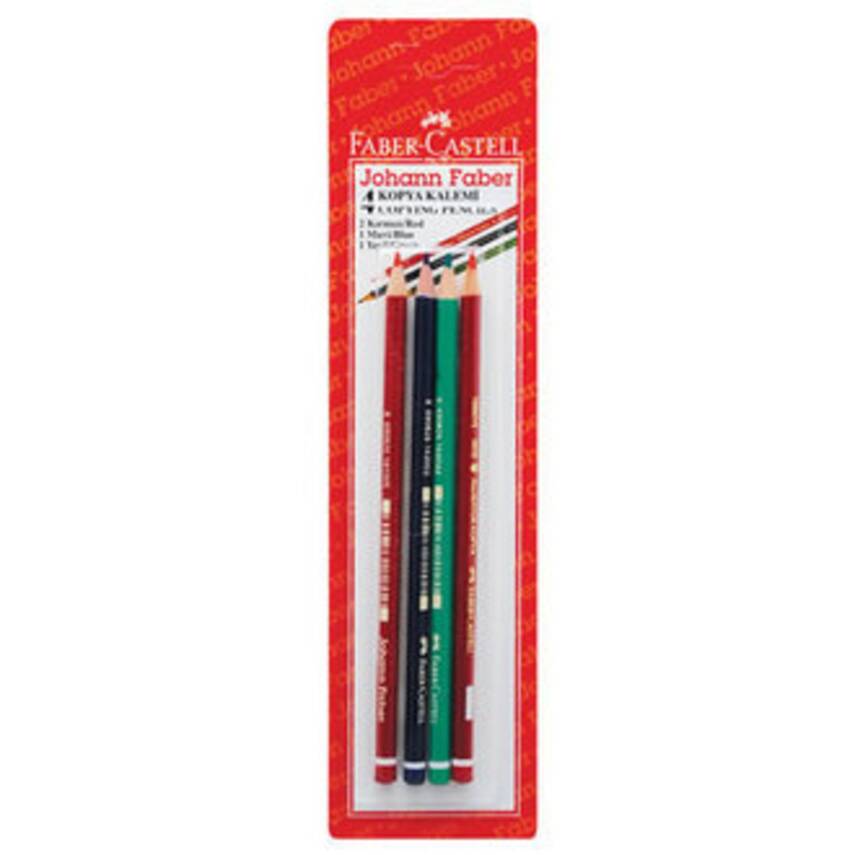Faber Castell Johann Faber 4 Karışık Kopya Kalemi ( 2 Kırmızı - 1 Mavi - 1 Yeşil ) - 1
