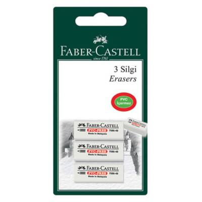 Faber Castell Plastik Silgi Beyaz Renk 3'Lü ( 7086/48 ) - Faber Castell