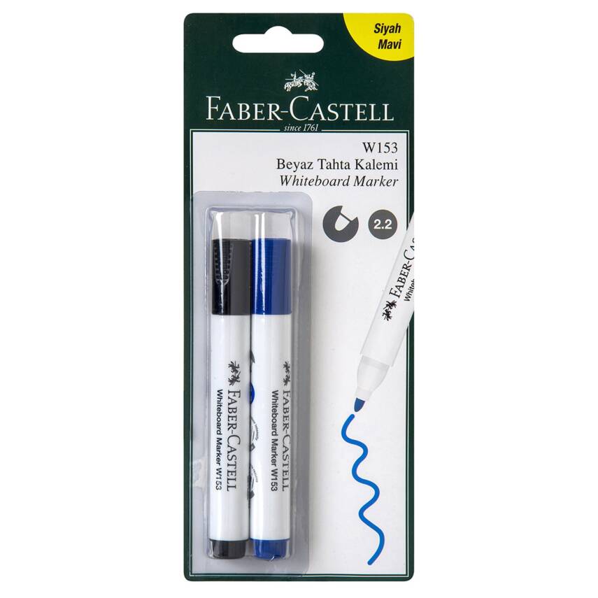 Faber Castell W153 2'li Tahta Kalem Siyah Mavi - 1