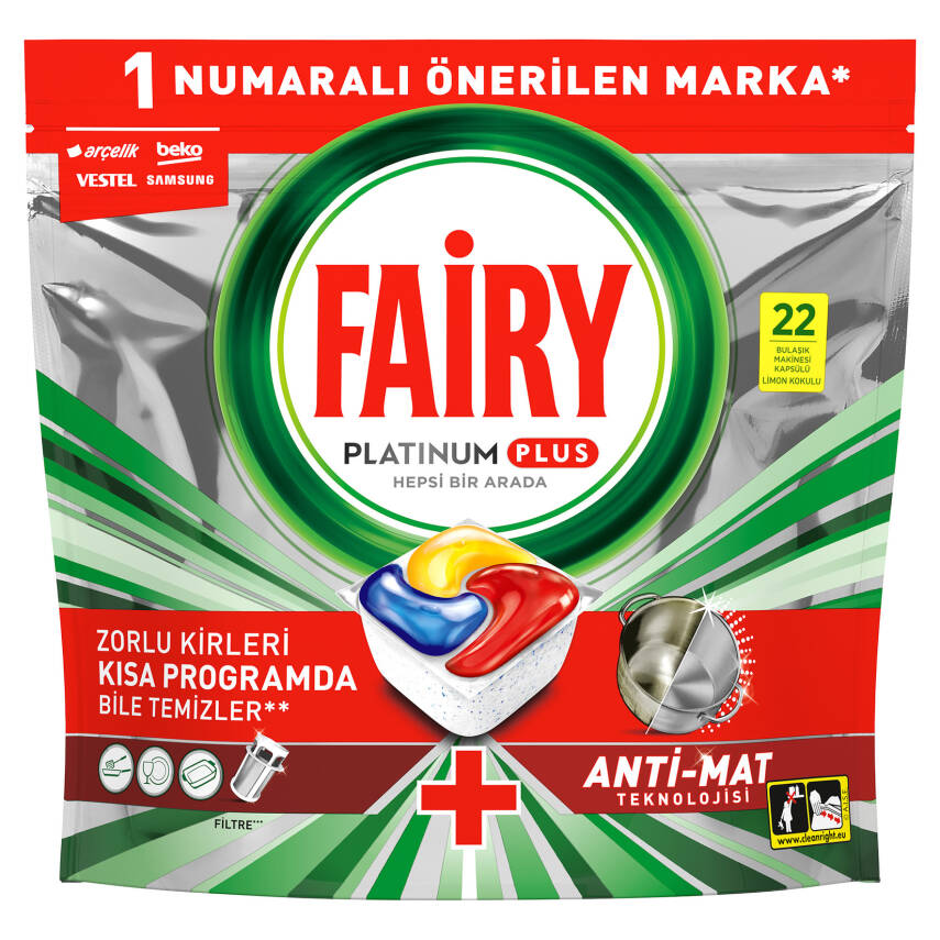 Fairy Platinum Plus 22 Yıkama Bulaşık Makinesi Deterjanı Kapsülü - 1