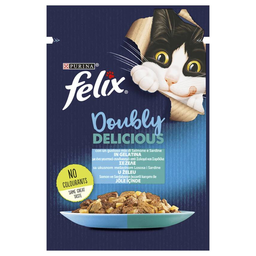 Felix Çifte Lezzet Somon ve Sardalyalı Yaş Kedi Maması Pouch 85 G - 1