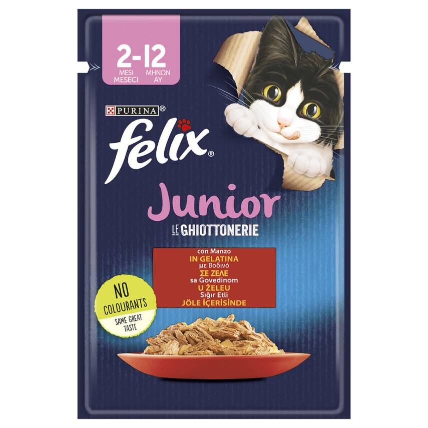 Felix Junior Sığır Etli Yaş Yavru Kedi Maması Pouch 85 G - 1