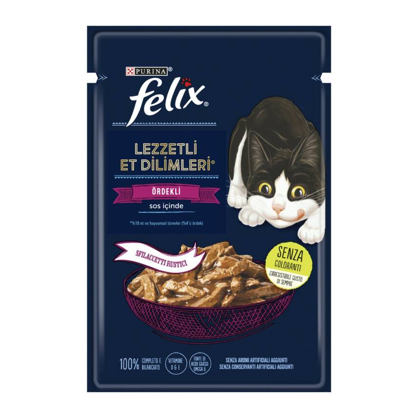 Felix Lezzetli Dilimler Yaş Mama Ördekli 80 G - 1