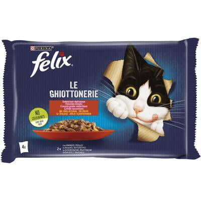 Felix Sığır Etli ve Tavuklu Yaş Kedi Maması 4 x 85 G - Felix