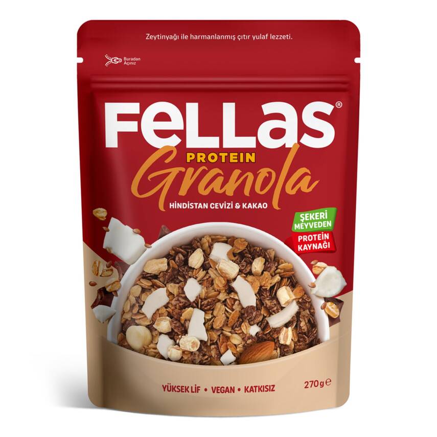 Fellas Vegan Protein Granola Hindistan Cevizi & Kakao 270G - 1
