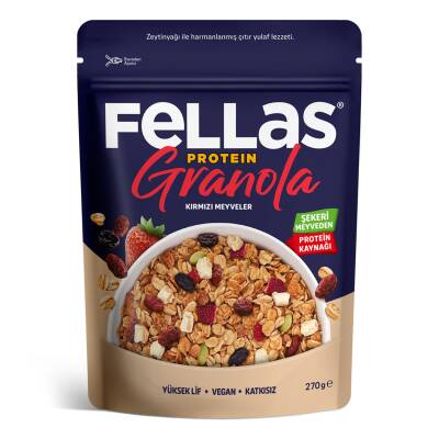 Fellas Vegan Protein Granola Kırmızı Meyveler 270 G - Fellas