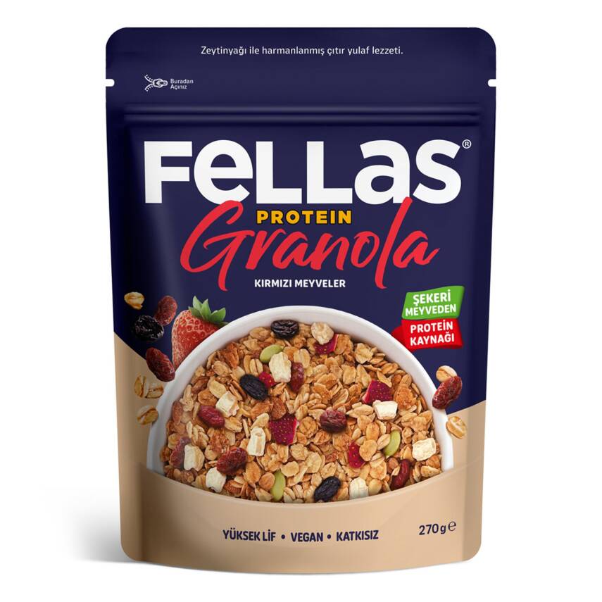 Fellas Vegan Protein Granola Kırmızı Meyveler 270 G - 1