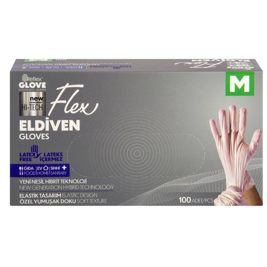 Flex Eldiven Krem M Beden 100'Lü - 1