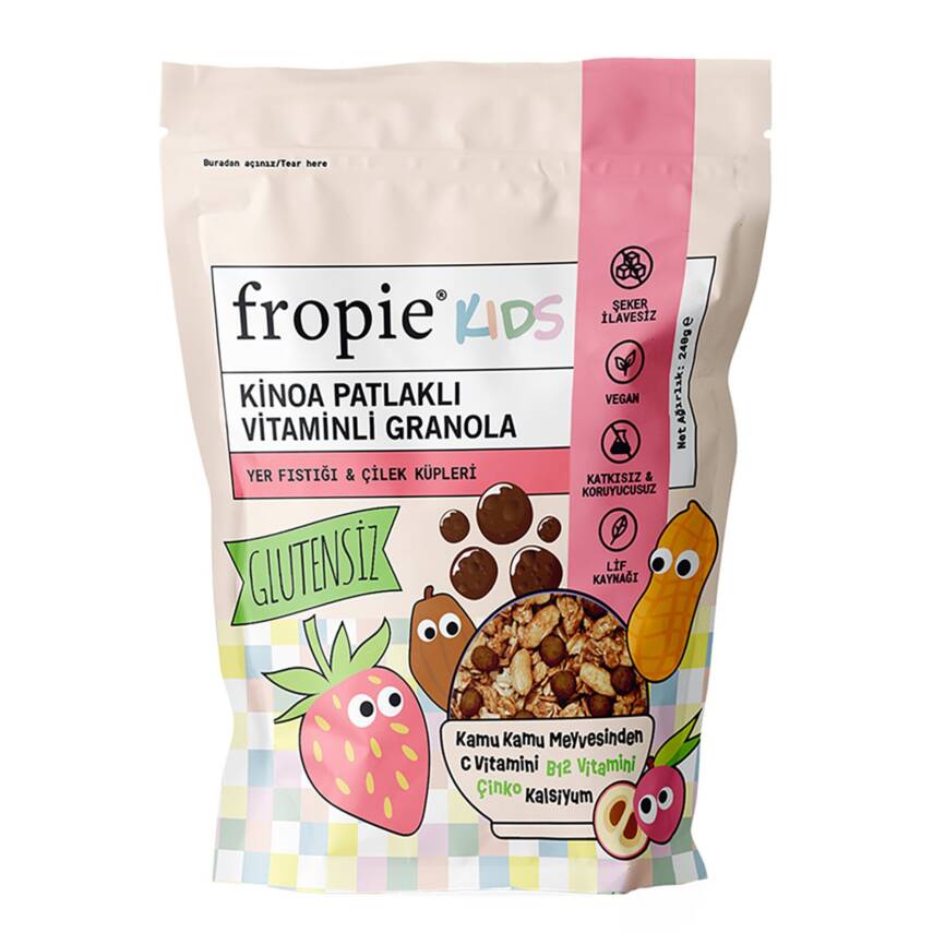Fropie Yer Fıstık & Çilek Vitaminli Granola 240G - 1