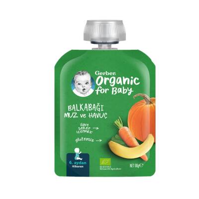 Gerber Organik Muzlu Havuçlu Balkabağı Püresi 90 G - Gerber