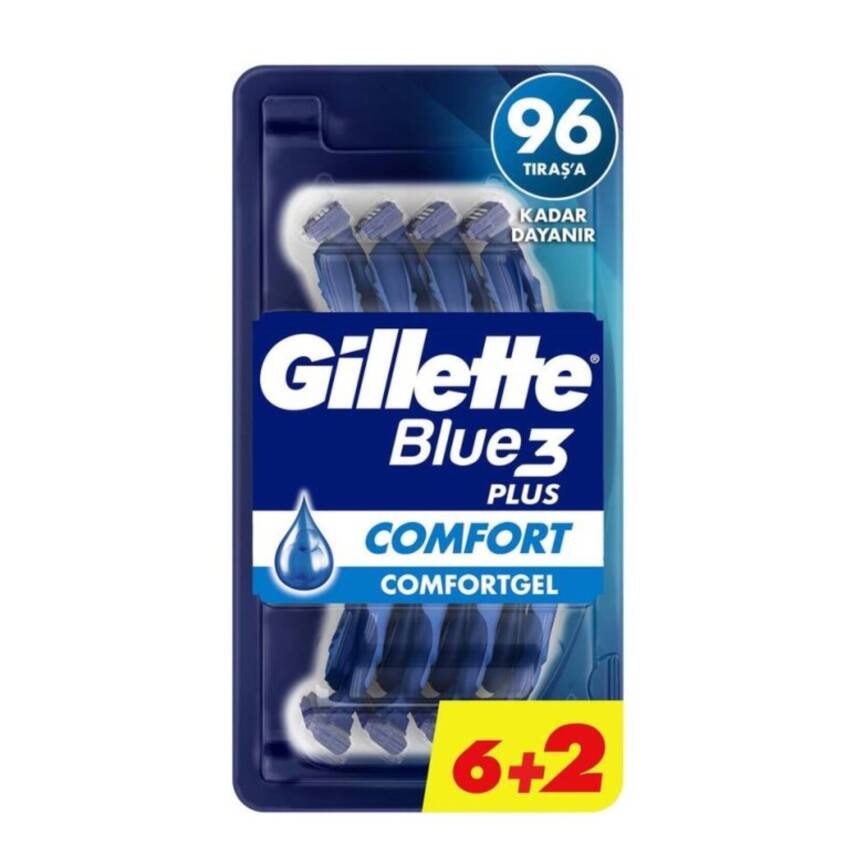 Gillette Blue3 Plus Comfort Kullan At Tıraş Bıçağı 6+2 Adet - 1