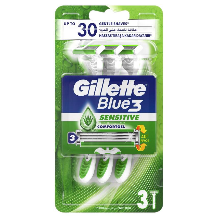 Gillette Blue3 Sensitive Kullan At Tıraş Bıçağı 3'lü - 1