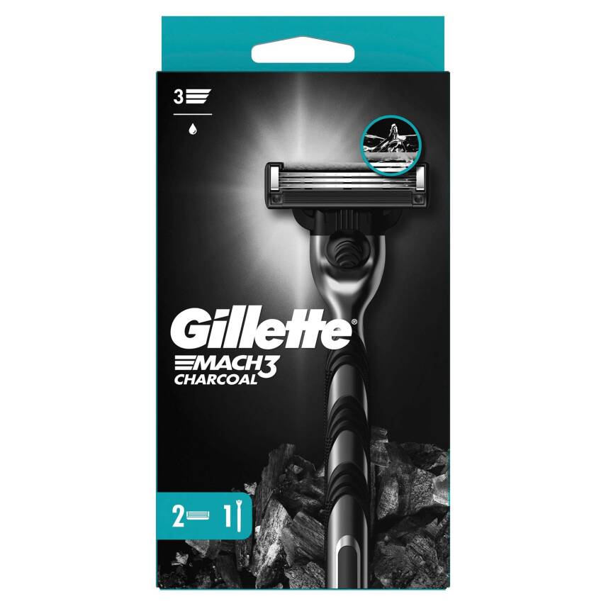 Gillette Mach3 Charcoal Kömür Etkili Makine + Yedek Tıraş Bıçağı - 1