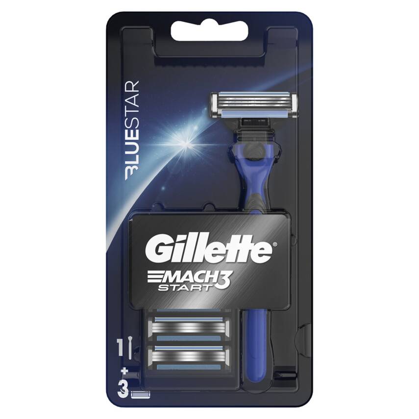 Gillette Mach3 Start H+3 Blue Makine + 3 Yedek - 1