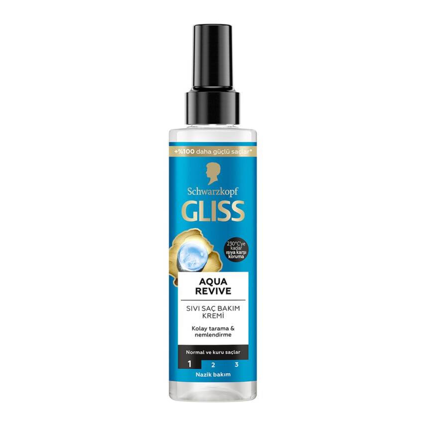 Gliss Aqua Revive Nemlendirici Sıvı Saç Bakım Kremi - Hyaluron ve Deniz Yosunu Özü ile 200 ml - 1