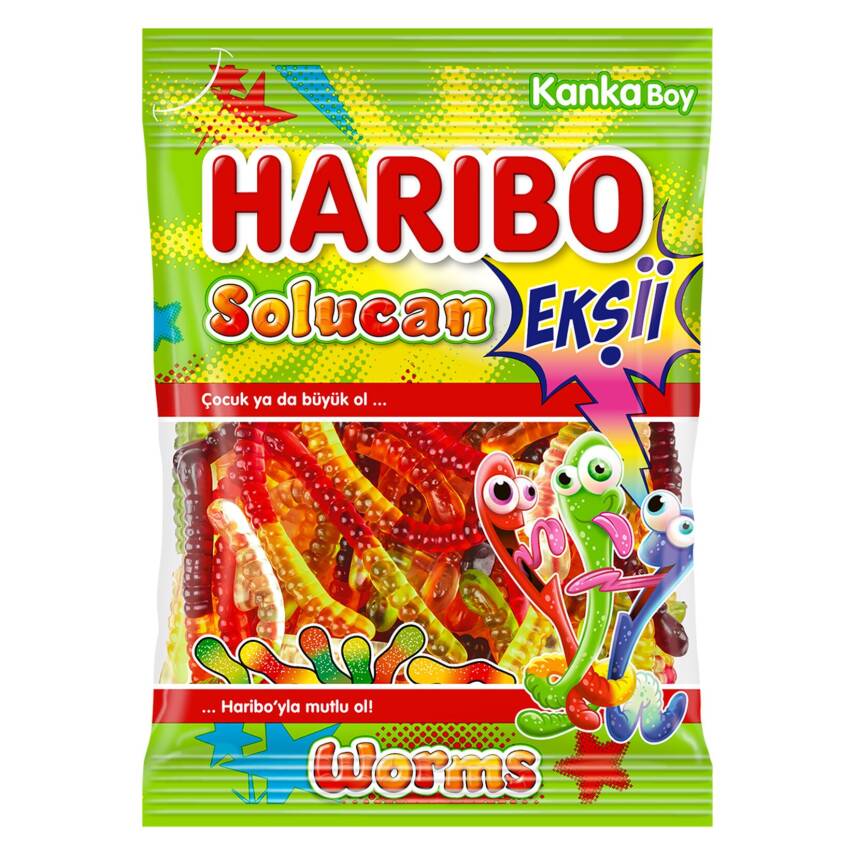 Haribo Ekşili Solucan Karışık Yumuşak Şekerleme 70 G - 1