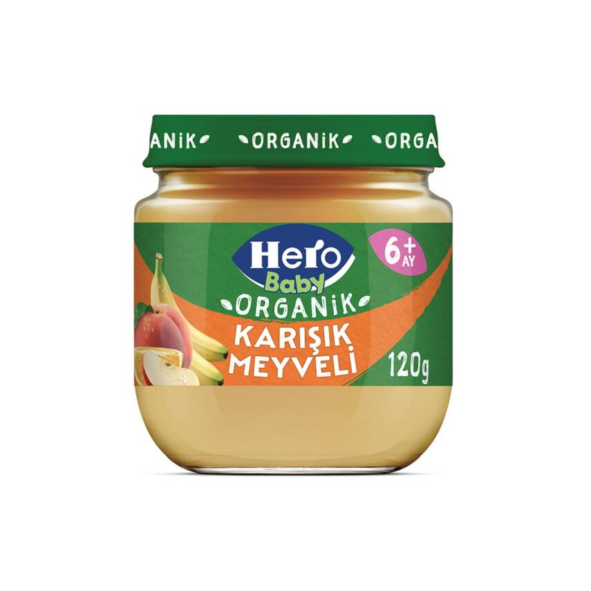 Hero Baby Organik Karışık Meyve Püreli Kavanoz Mama 120 G - 1