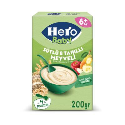 Hero Baby Sütlü 8 Tahıllı Meyveli Ek Besin 400 G - Hero Baby