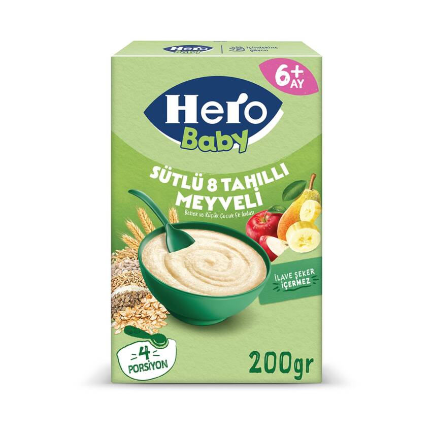 Hero Baby Sütlü 8 Tahıllı Meyveli Ek Besin 400 G - 1