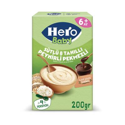 Hero Baby Sütlü 8 Tahıllı Peynirli Pekmezli Ek Besin 200 G - Hero Baby