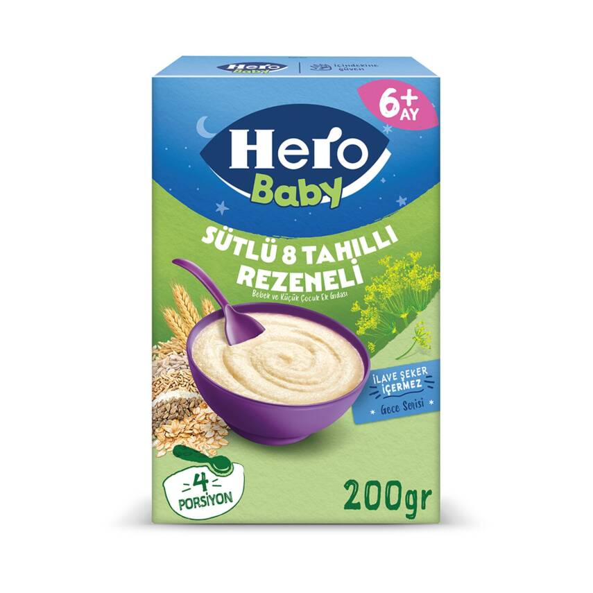 Hero Baby Sütlü 8 Tahıllı Rezeneli Ek Besın 200 G - 1