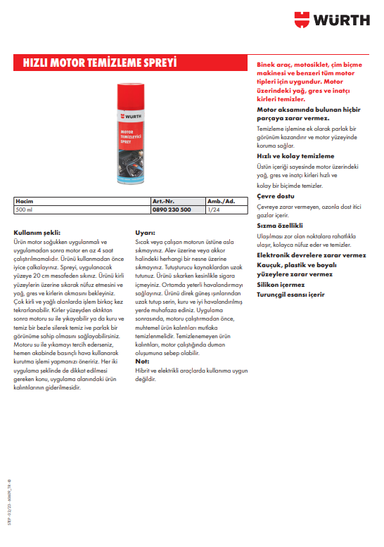 Hızlı Motor Temizleme Spreyi 500ml - 2