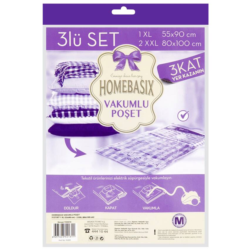 Homebasix Vakumlu Hurç 3'Lü Set ( 1Xl - 2Xxl) - 1