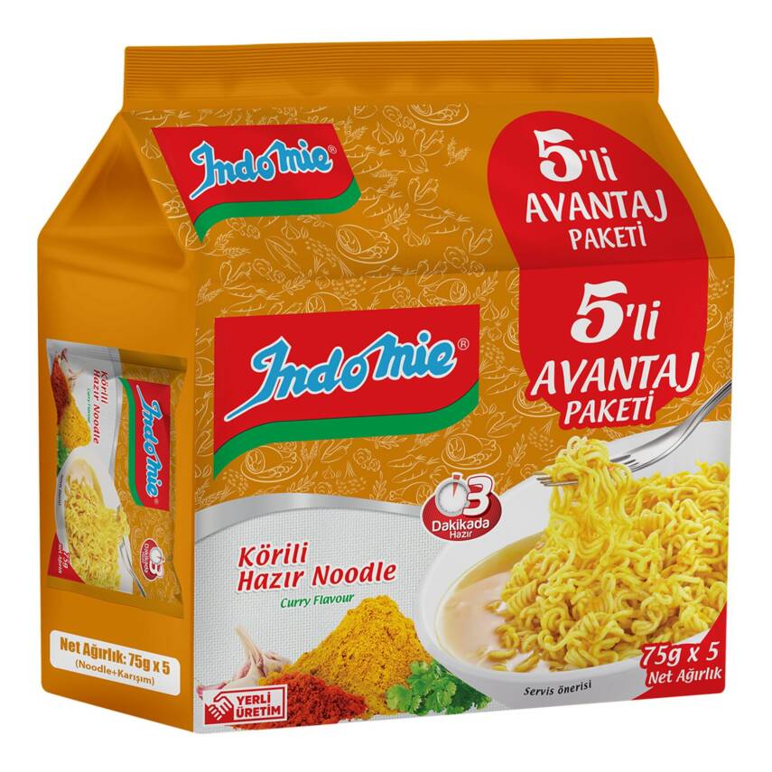 Indomie Köri Çeşnili Noodle 75 G x 5'li Paket - 1