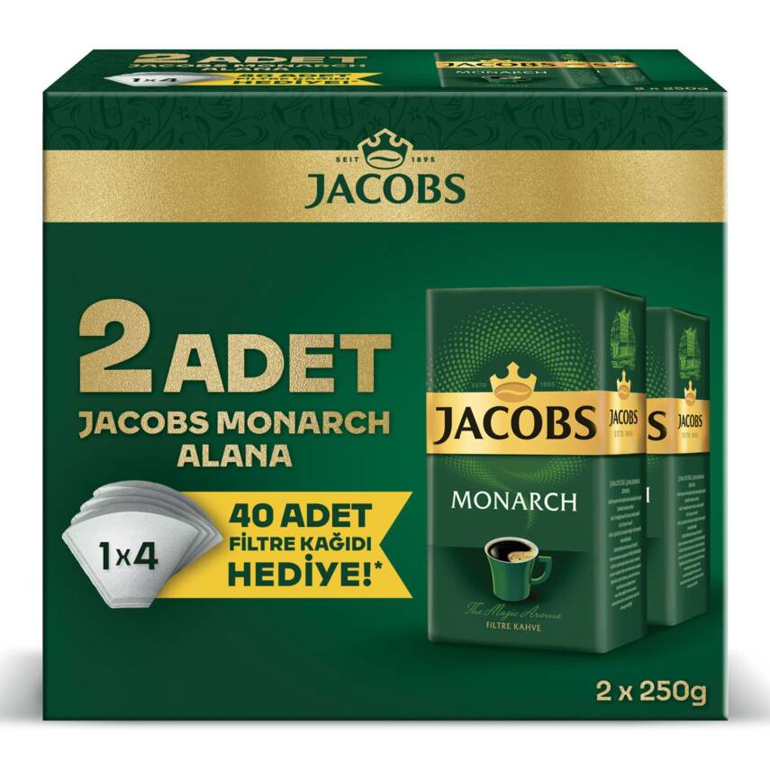 Jacobs Monarch Filtre Kahve 2 x 250 G + Filtre Kağıdı Hediyeli - 1
