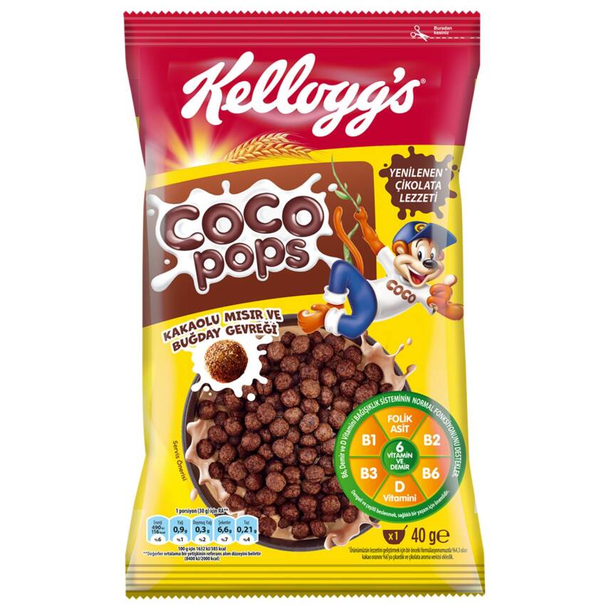 Kellogg's Coco Pops Kakaolu Mısır ve Buğday Gevreği 40 G - 1