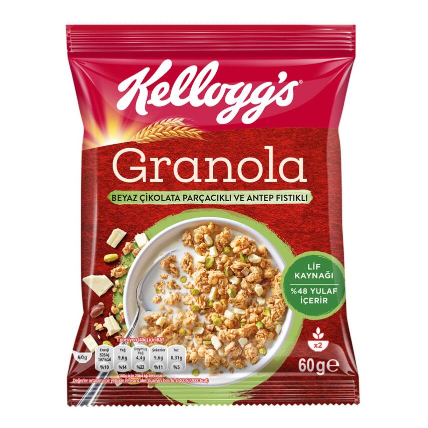 Kellogg's Granola Beyaz Çikolata Parçacığı & Antep Fıstıklı 60 G - 1