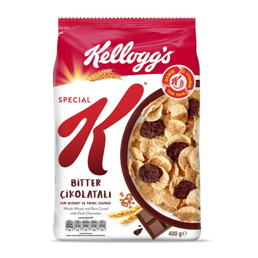 Kellogg's Special K Bitter Çikolatalı Tam Buğday ve Pirinç Gevreği 400 G - 1