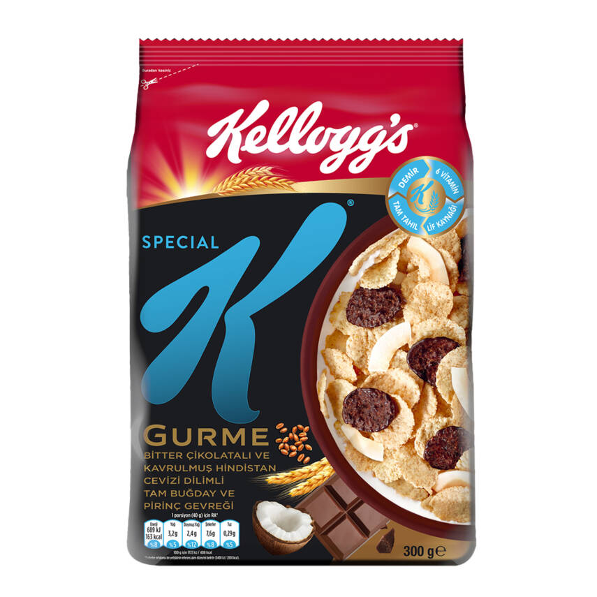 Kellogg's Special K Bitter Çikolatalı ve Kavrulmuş Hindistan Cevizi Dilimli Tam Buğday ve Pirinç Gevreği 300 - 1