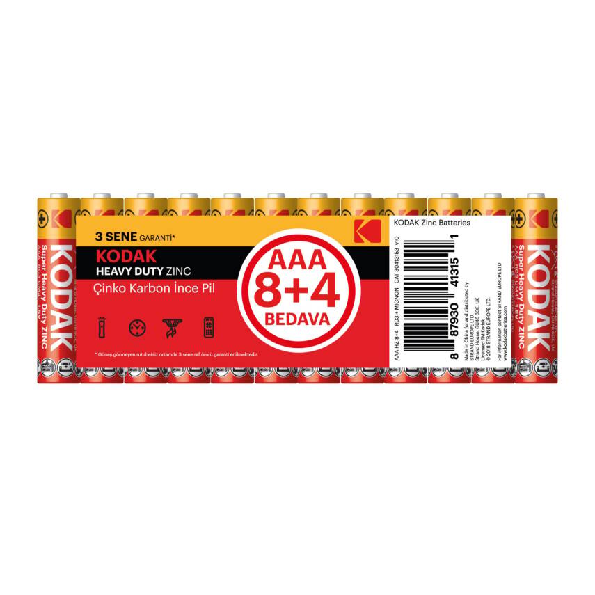 Kodak Çinko Karbon İnce Pil Shrink AAA 8+4 - 1