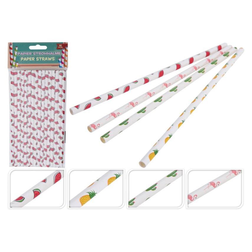Koopman Meyve Desenli Kağıt Pipet 16'lı - 1