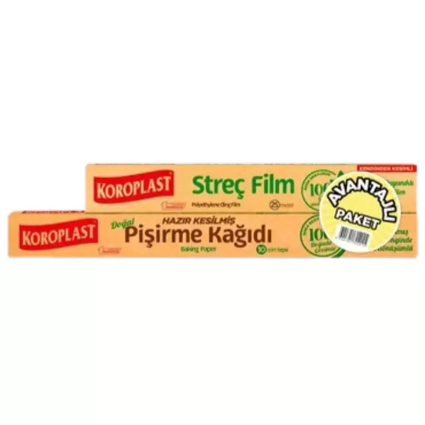 Koroplast 25 mt Doğal Pişirme Kağıdı + Doğal Streç Film AVANTAJLI PAKET - 1