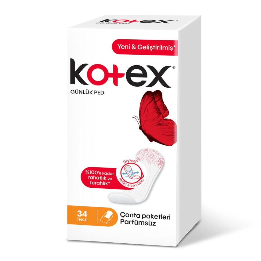 Kotex İnce Günlük Ped Parfümsüz 34'lü - 1