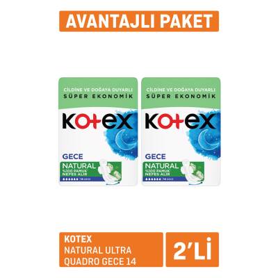 Kotex Natural Ultra Quadro Gece 14 x 2 - Kotex