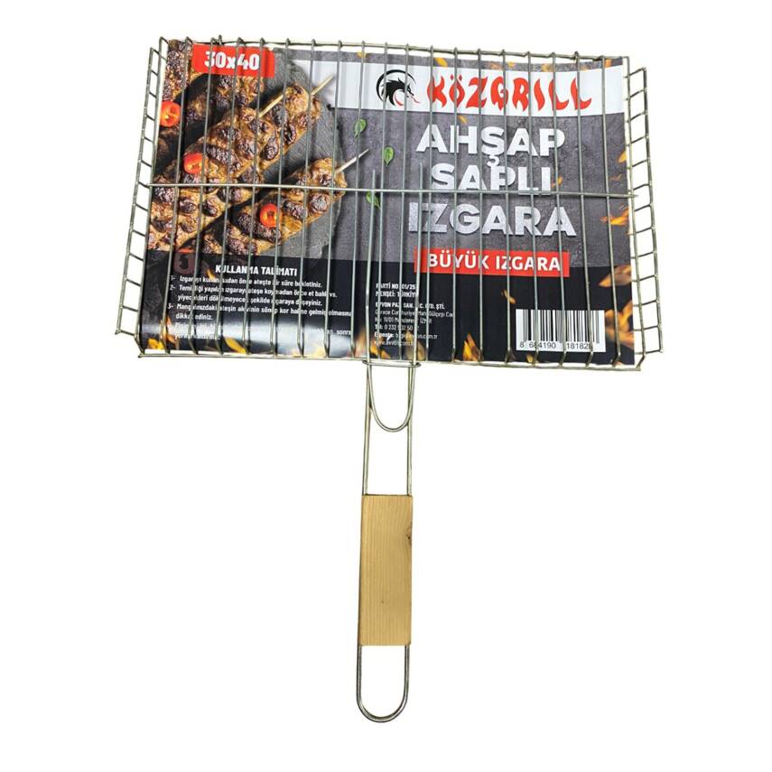 Közgrill Ahşap Saplı Tel Büyük Izgara 30 x 40 - 1