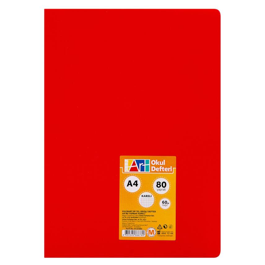Kulinart Pp Kapak A4 80 Yaprak Kareli Defter - 1