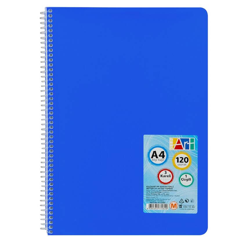 Kulinart Sp Pp Bölmeli Defter 3+1 A4 120 Yaprak - 1