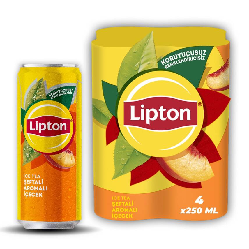 Lipton Ice Tea Şeftali Aromalı Soğuk Çay Kutu 4 x 250 Ml - 1