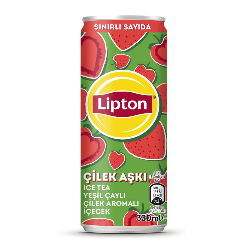 Lipton Ice Tea Yeşil Çaylı Çilek Aromalı Soğuk Çay Kutu 330 Ml - 1