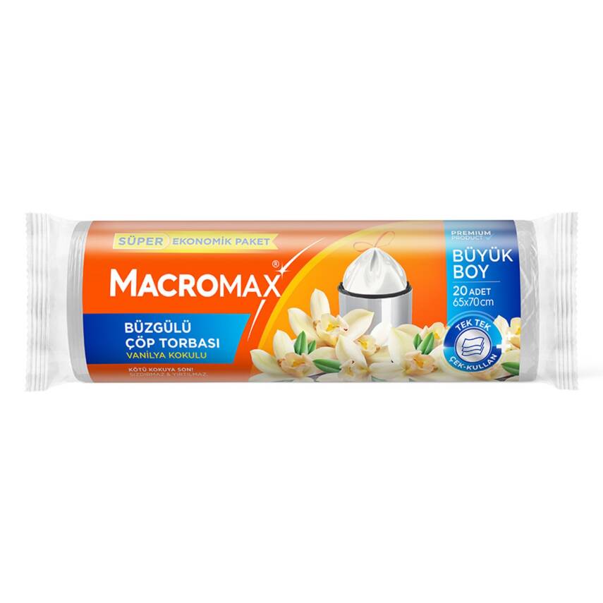 Macromax Büzgülü Büyük Çöp Torbası Vanilyalı 20'li - 1