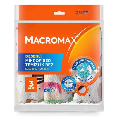 Macromax Desenli Mikrofiber Bezi 3'lü - Macromax